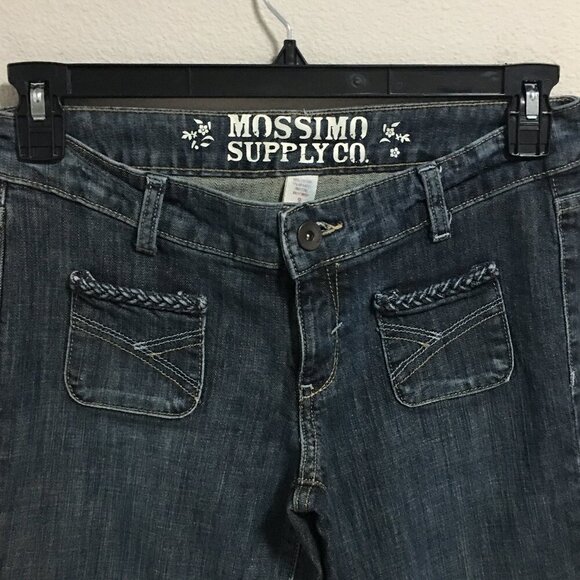 Mossimo Women Low Rise Y2K 90's Blue Wide Leg Dark Wash Jeans Denim size 9 - Picture 3 of 11